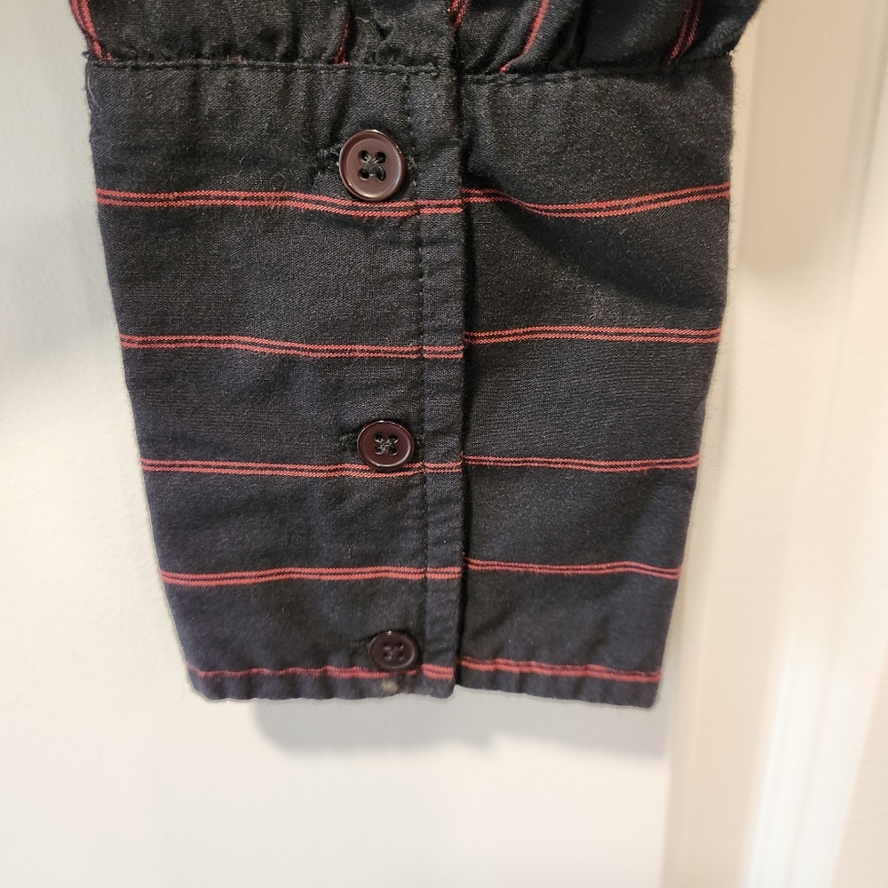 QUIZZ STRETCH WOMEN'S BLACK WITH RED STRIPES BLOUSE SIZE M - Picture 4 of 5